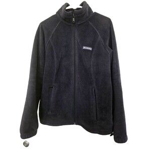 Columbia Men's Black Full-Zip Fleece Hoodie Jacket - Size L - Warm Outdoor